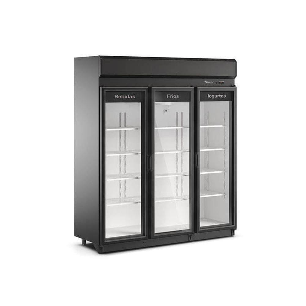 Expositor Refrigerado Vertical 1350 Litros Auto Serviço 3 Portas de Vidro Fricon ACFM1220 Preto - 220V