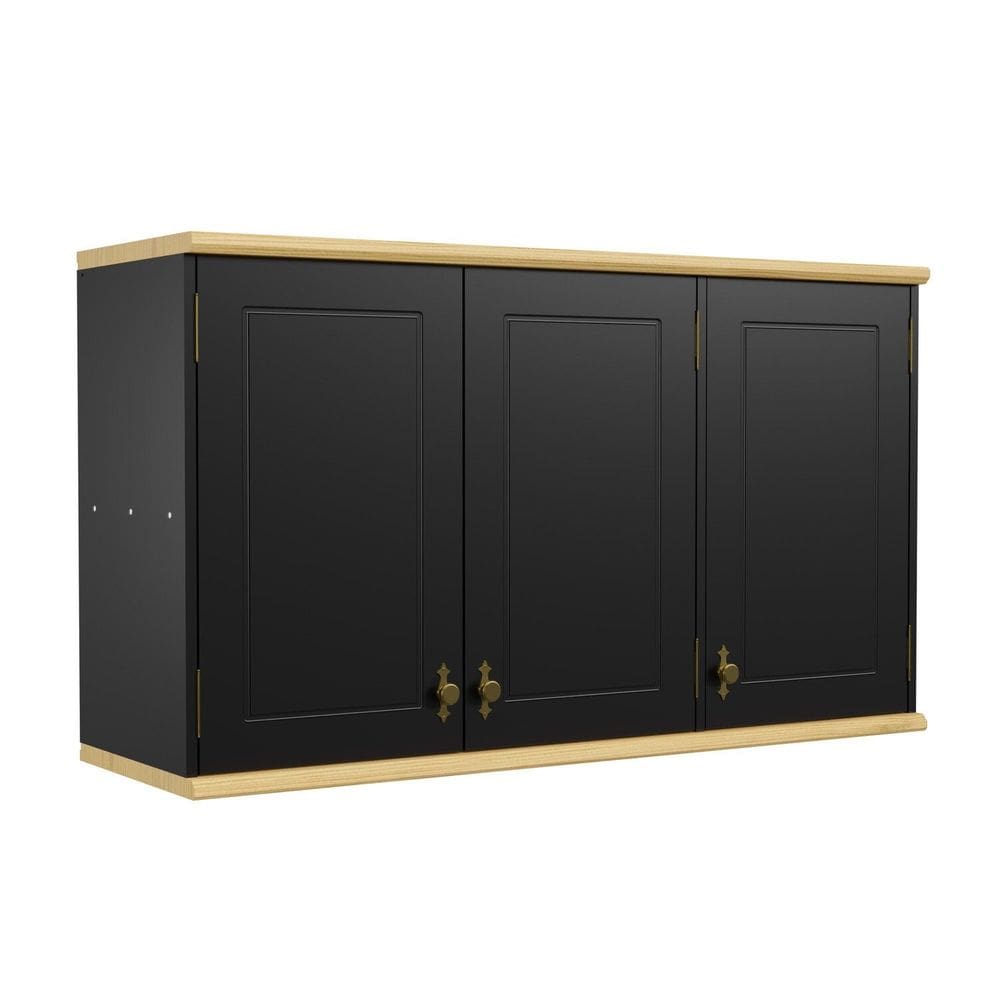 Aéreo 3 Portas com Tampo de Madeira Macica Joy Preto