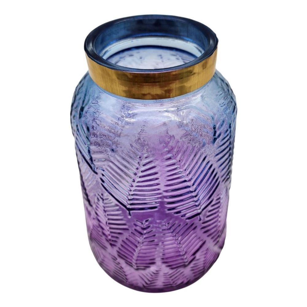 Vaso decorativo de vidro azul roxo com design de galhos