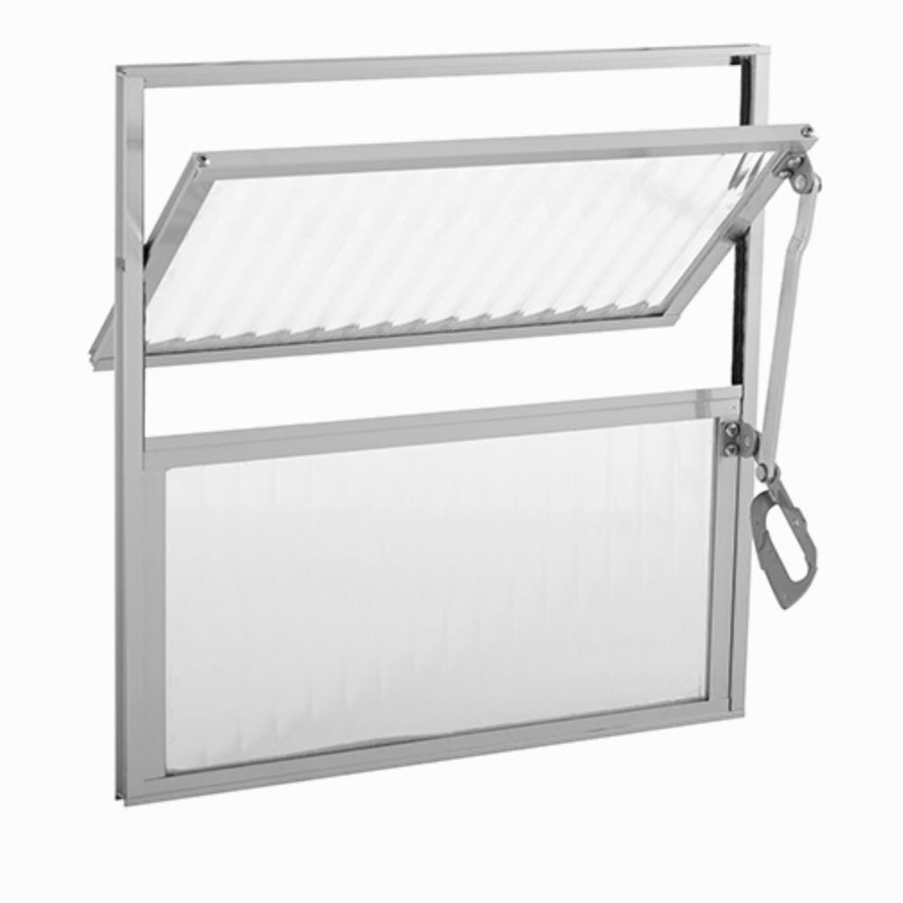 JANELA VITRO BASCULANTE 50x50CM BRILHO COM 2 VIDROS CANELADOS ASTRA