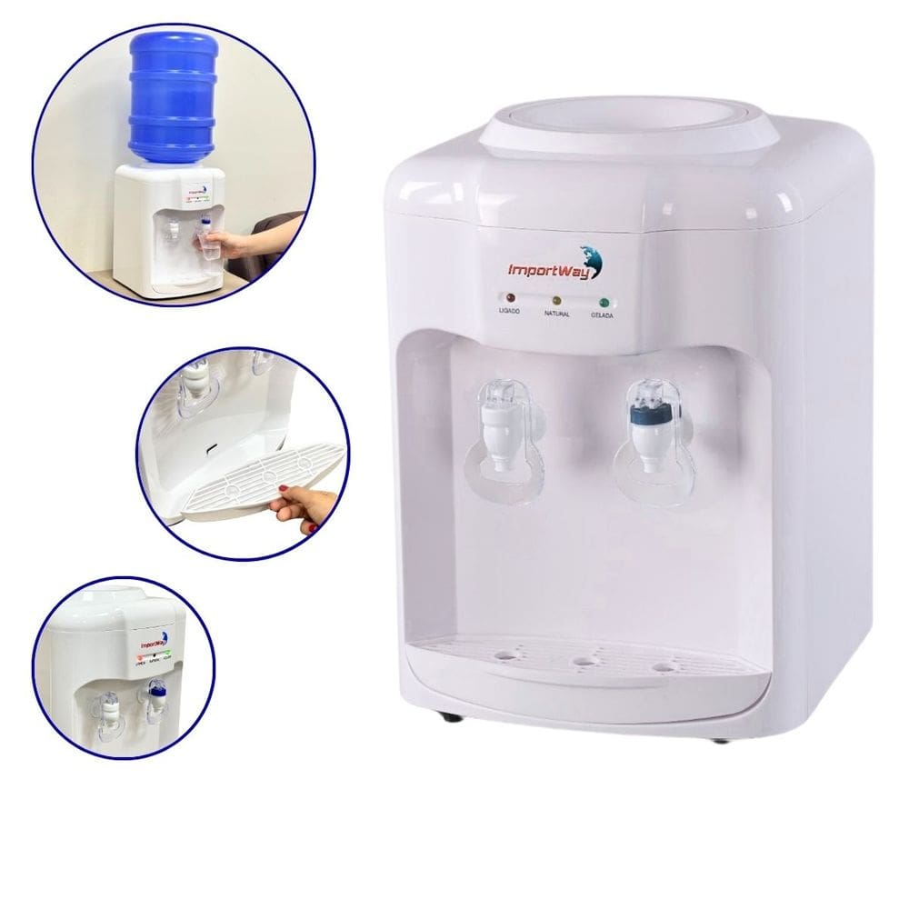 Bebedouro Refrigerado Água Gelada Natural Galão Garrafão Mesa Eletrônico Branco 110V Importway Iwbar