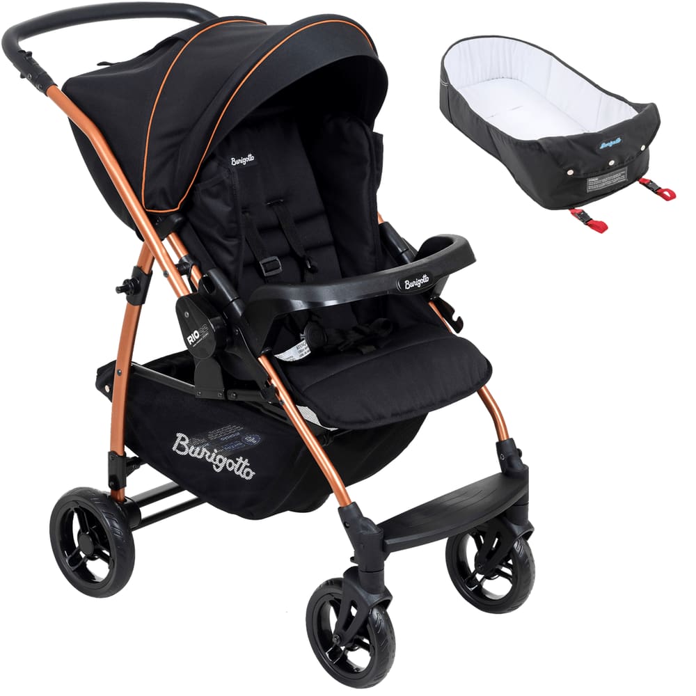Carrinho de Bebe Burigotto Reversivel Rio K 22 Ninho Preto cobre