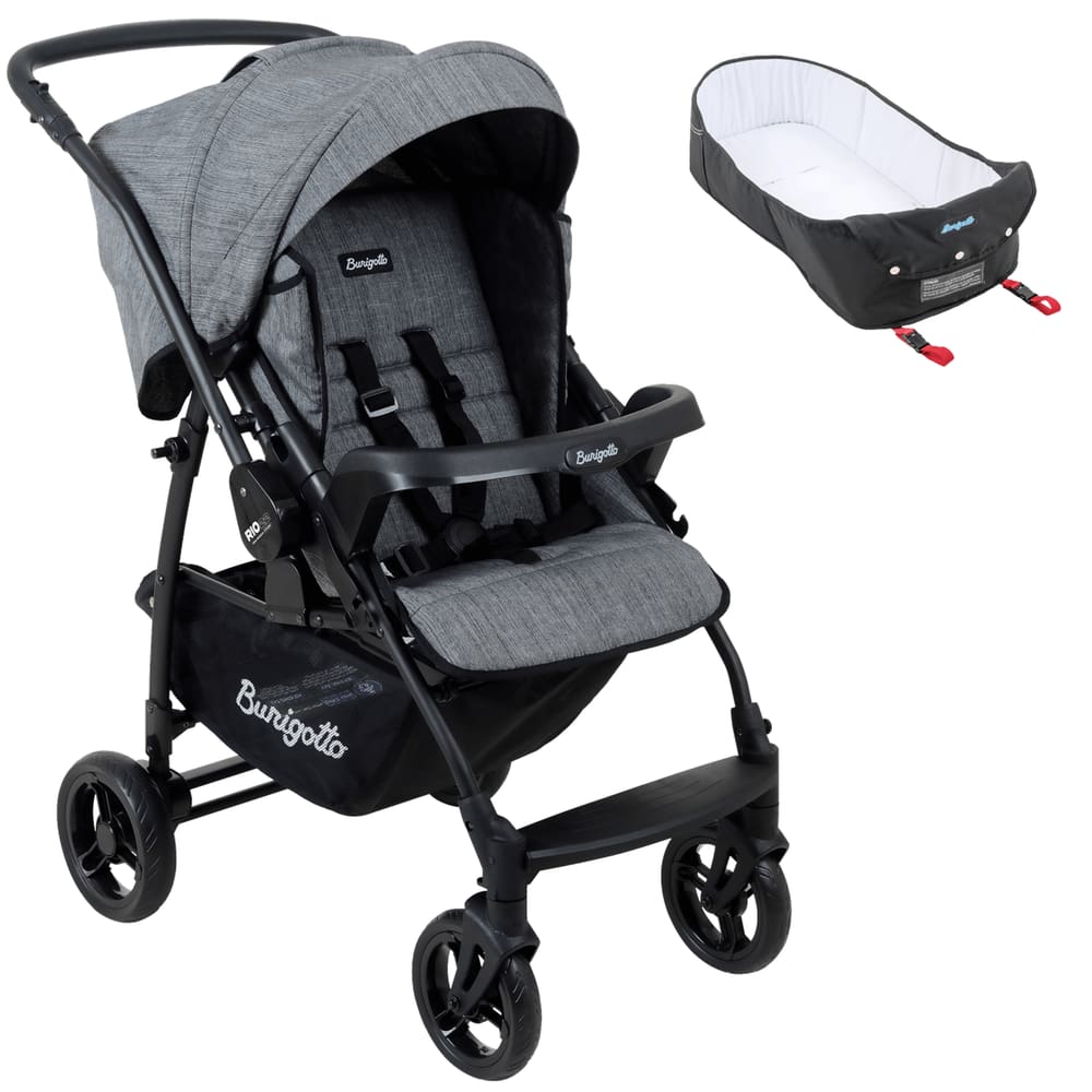 Carrinho de Bebe Burigotto Reversivel Rio K 22 Ninho Mesclado Preto