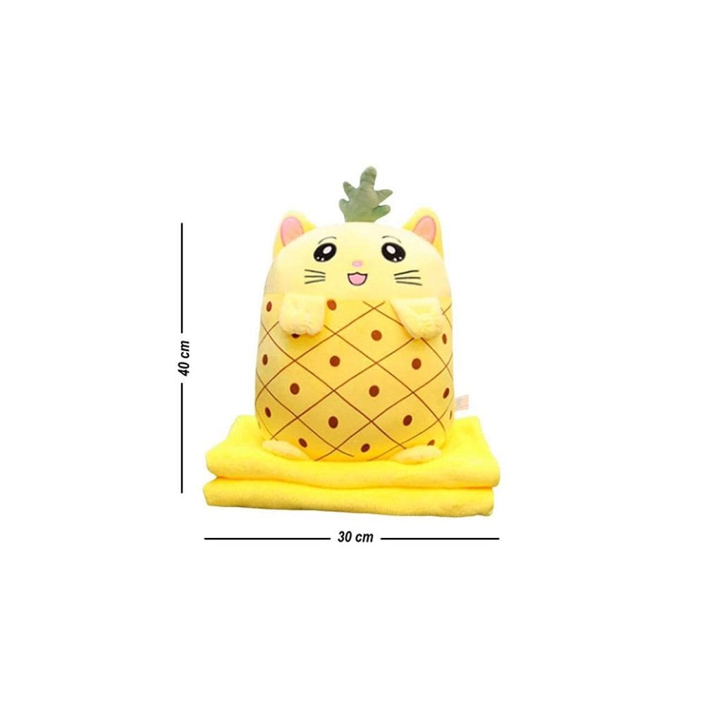 Almofadas quentes de pelúcia com cobertor de abacaxi de 35 cm de altura
