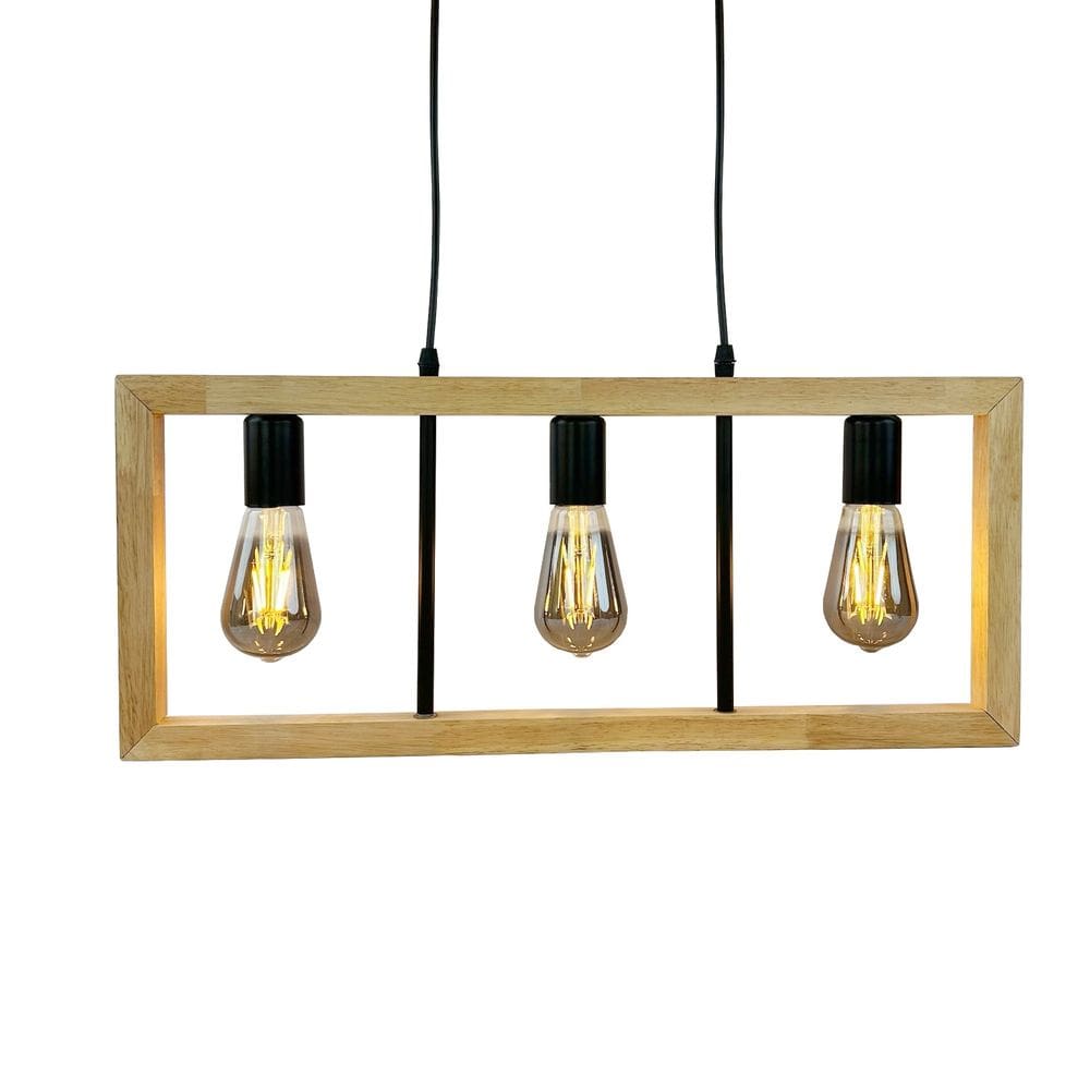 Pendente Rústico Retangular 60cm 3E27 LA0057 Delis