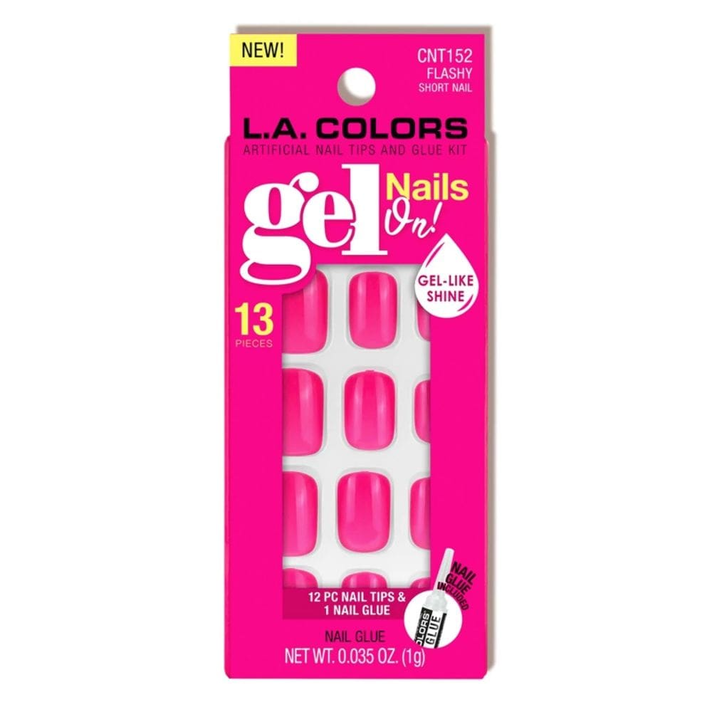 Conjunto de unhas Gel Press On LA Colors Flashy com 12 unhas e cola