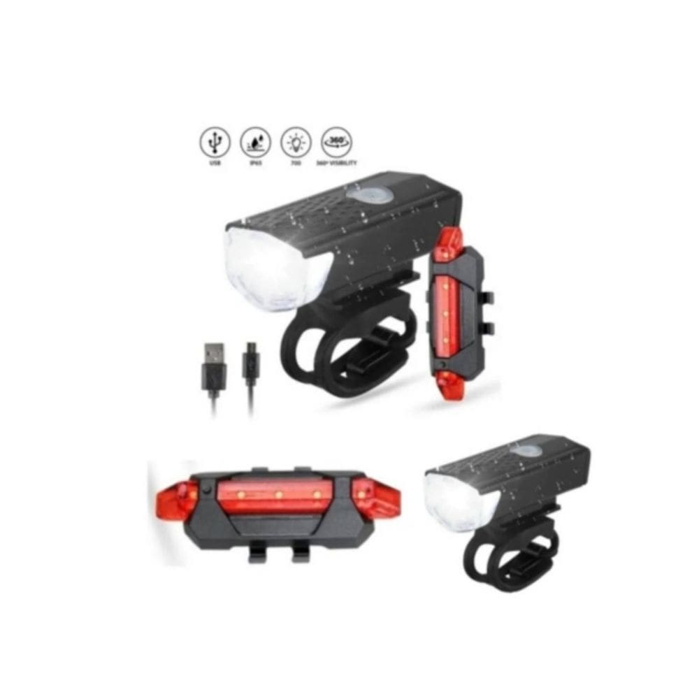 Conjunto de luzes dianteiras e traseiras de bicicleta LED recarregável Li