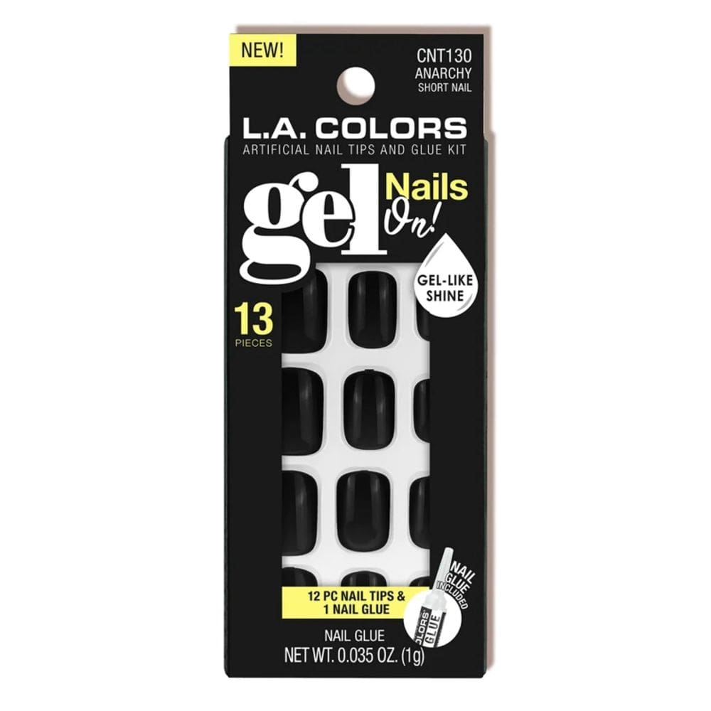 Conjunto de unhas Gel Press On LA Colors Anarchy com 12 unhas e cola
