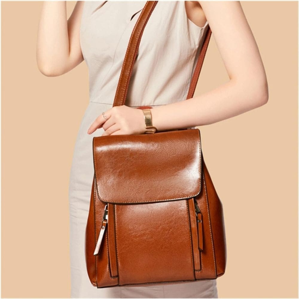 Mochila de couro vintage para mulheres