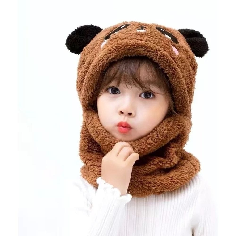 Chapéu Baby Boy/A Panda Design Winter com gola de algodão marrom