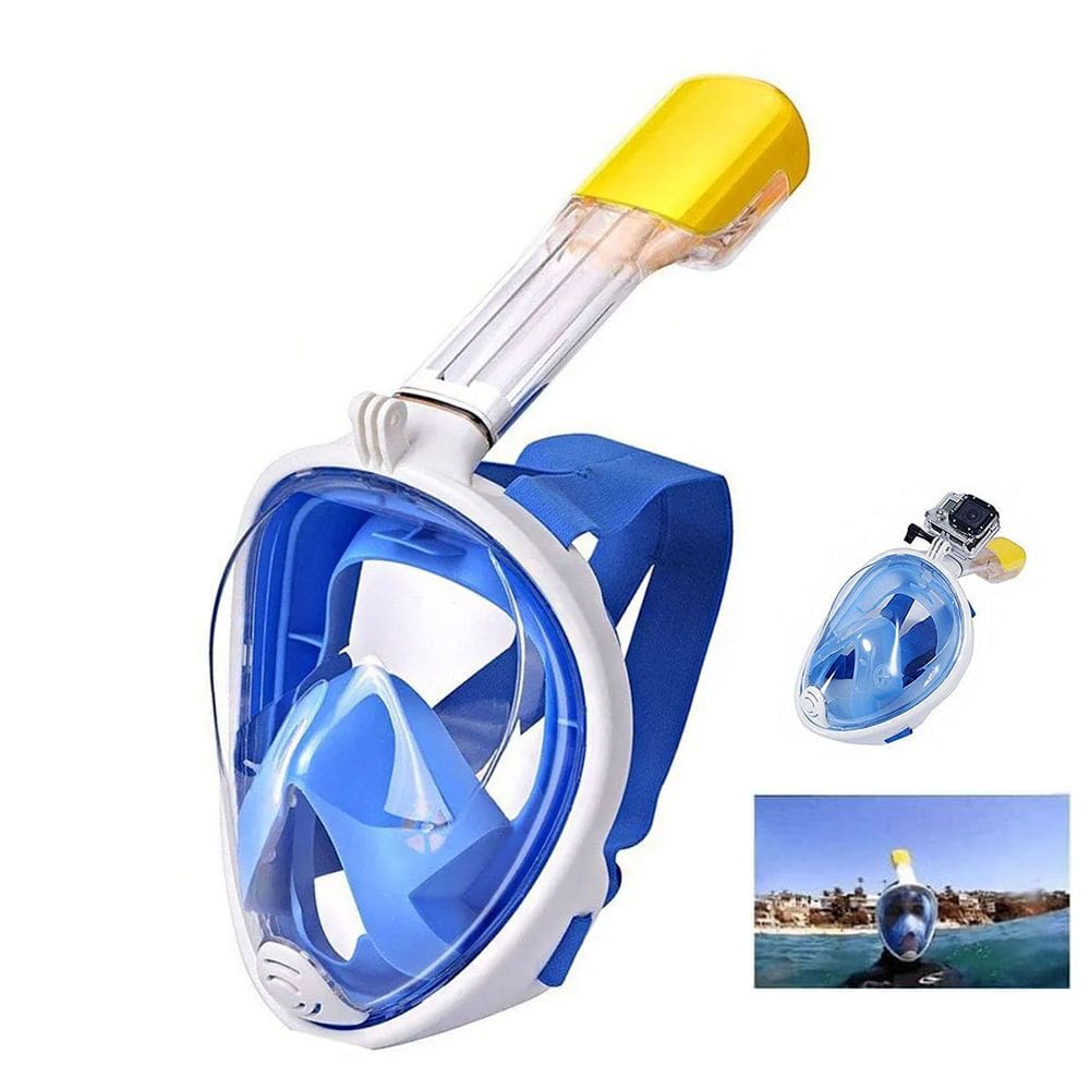 Mascara de Mergulho Snorkel Full Face Anti Embaçamento Nataçao Piscina Praia Lazer Diversao Suporte Camera