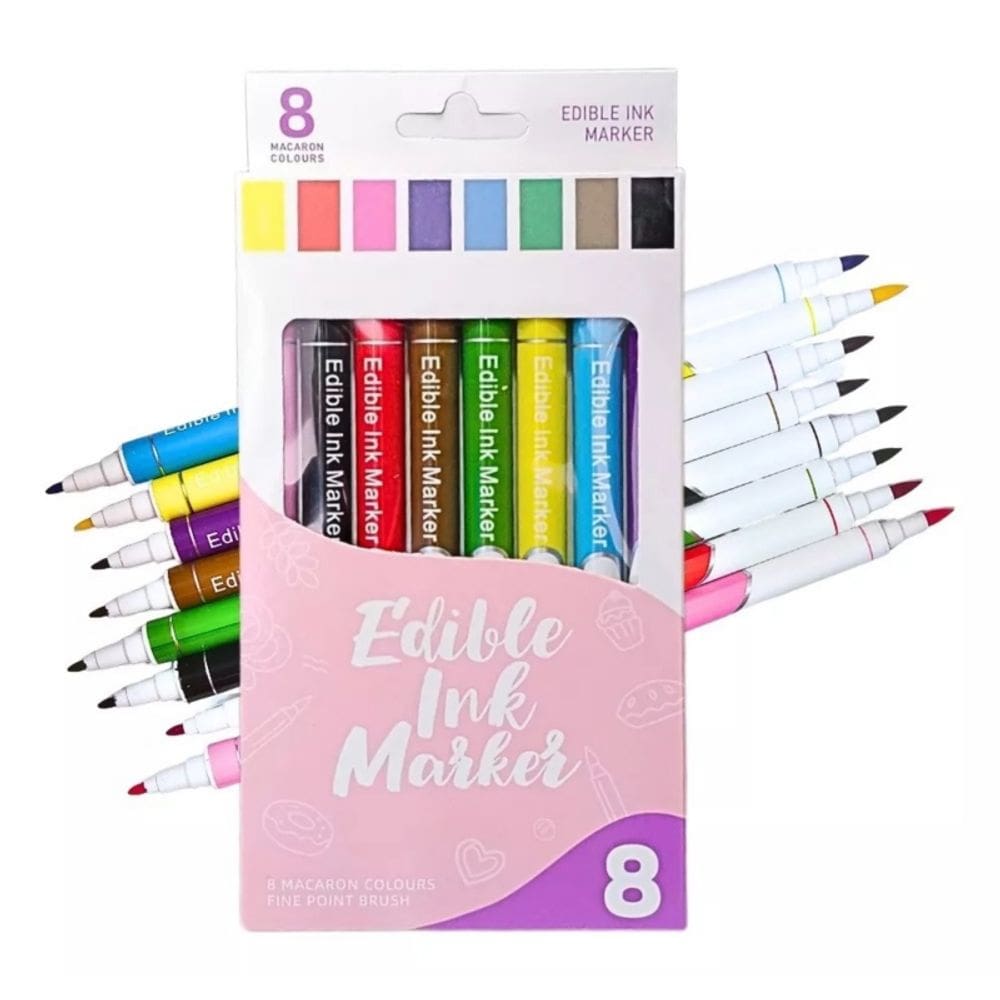 Pacote de 8 marcadores de lápis de penas de tinta comestível