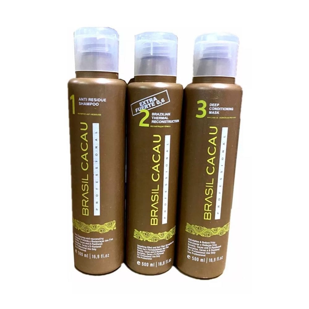Kit de alisamento de queratina em 3 etapas, 500 mL com xampu e máscara