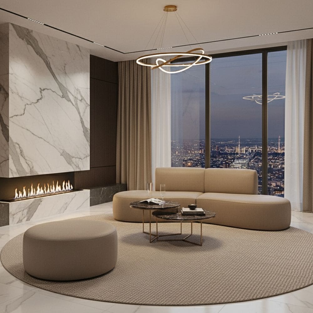 Sofá Orgânico Módulo Curvo Savana + Puff Corino Modena Bege - Montanari`s Decor