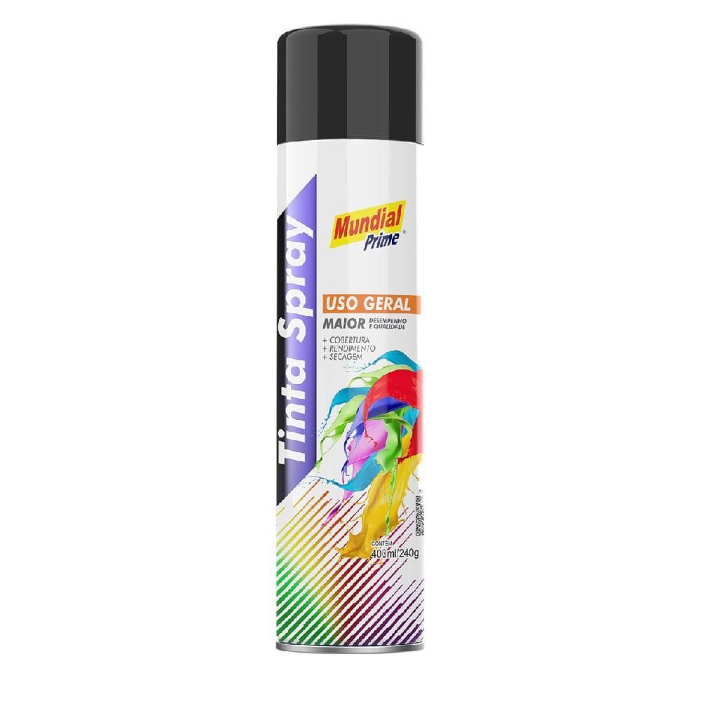 Tinta Spray Semi Brilho preto 400ml AE0100152 Mundial Prime