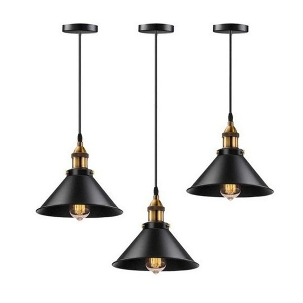Luminárias pendentes de teto vintage de 3 unidades (lâmpada não incluída)
