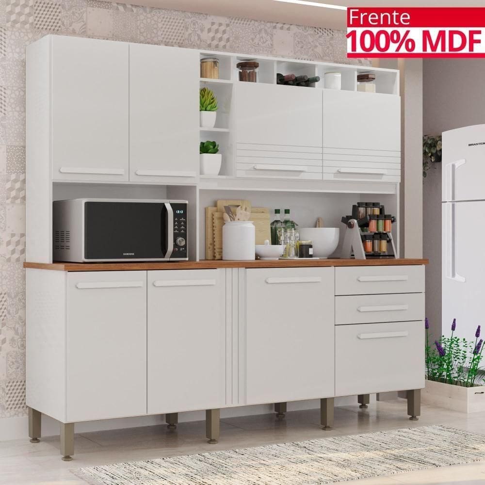 Cozinha 8 Portas 2 Gavetas Aurora Branca