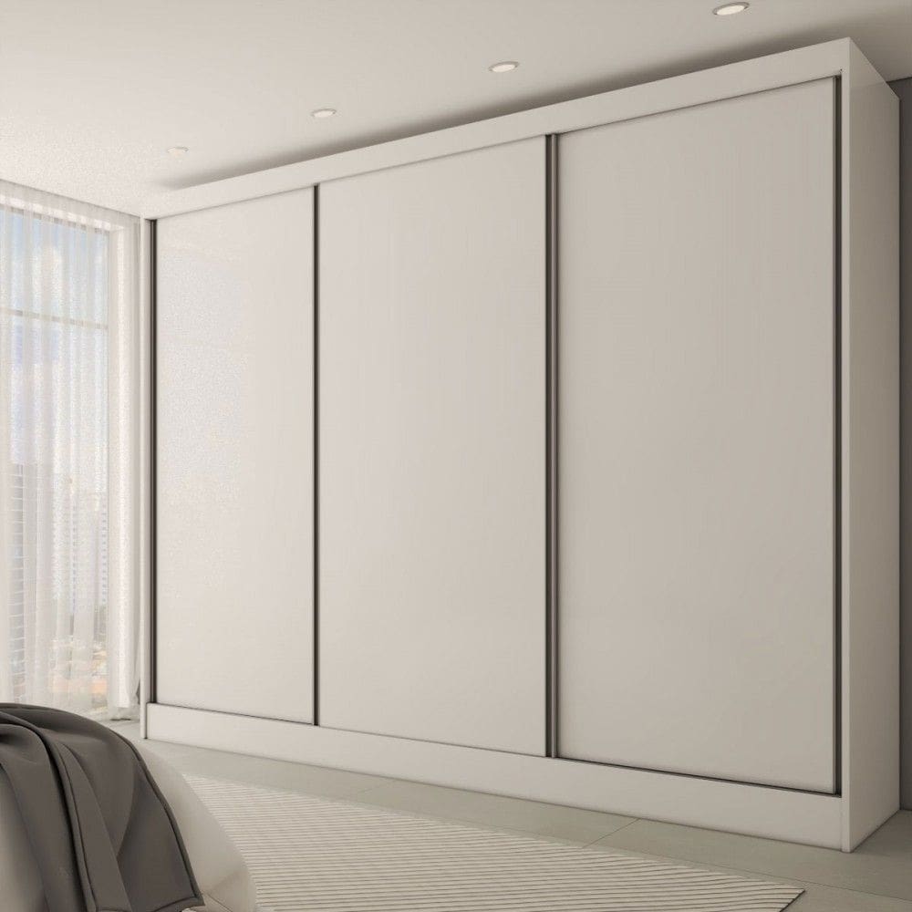 Guarda-Roupa Casal Europa 3 Portas 4 Gavetas 100% Mdf Branco - Panorama Móveis