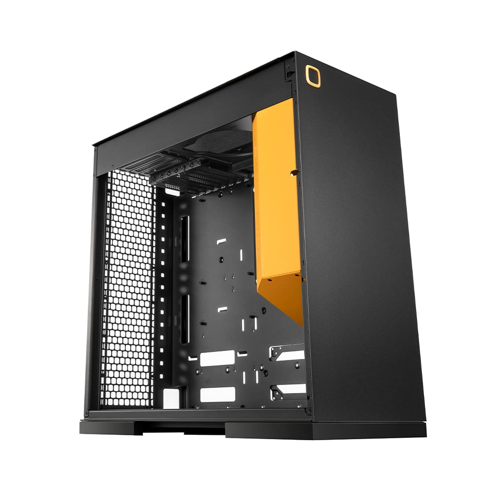 Gabinete Gamer Geometric Future Model 8 Lohan Rotacionado Preto e Amarelo