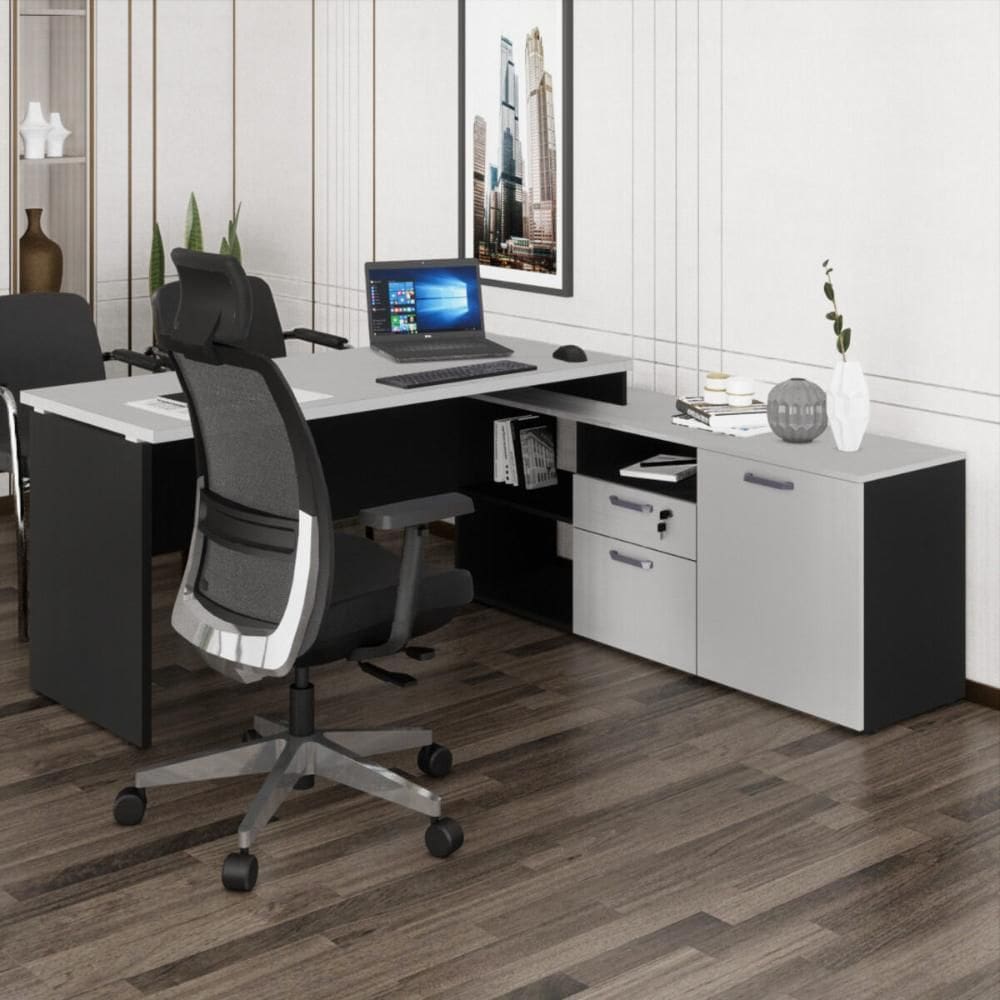 Escrivaninha com Balcão Lateral 170cm 1 Porta 2 Gavetas Flex Multimóveis CR25308