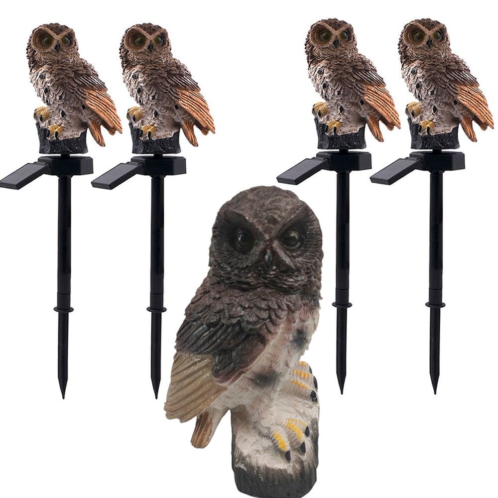 Coruja Lumianaria Solar Kit 5 Uni Decoraçao Casa Quintal Jardim Varanda Multiuso Aves Iluminaçao