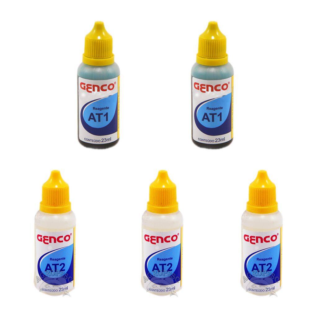 Combo 3 reagentes AT2 e 2 reagentes AT1 Genco para análise de Alcalinidade Total