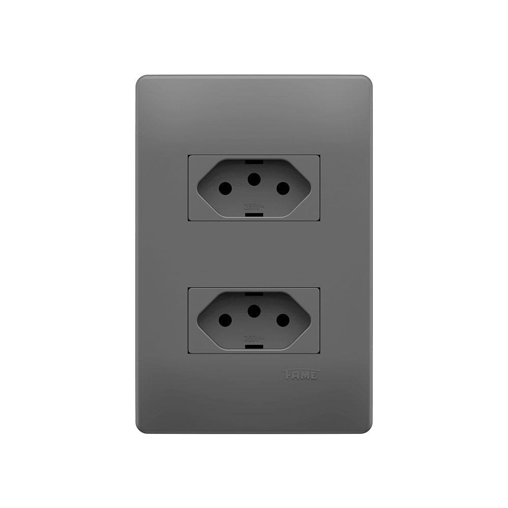 Tomada Dupla Fame Habitat Onix 2P+T 10A com Placa 4x2