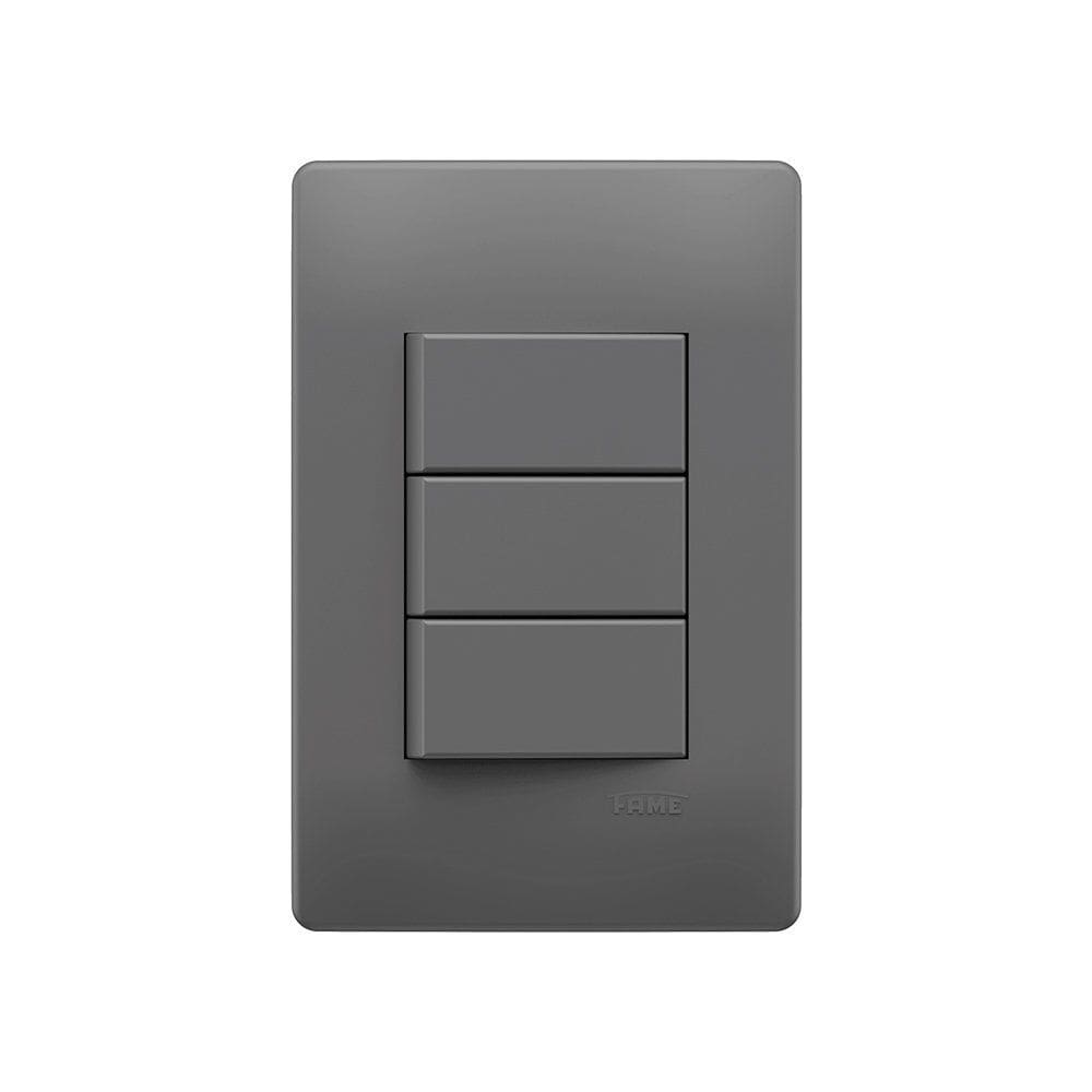 Interruptor Simples Triplo Fame Habitat Onix com Placa 4x2