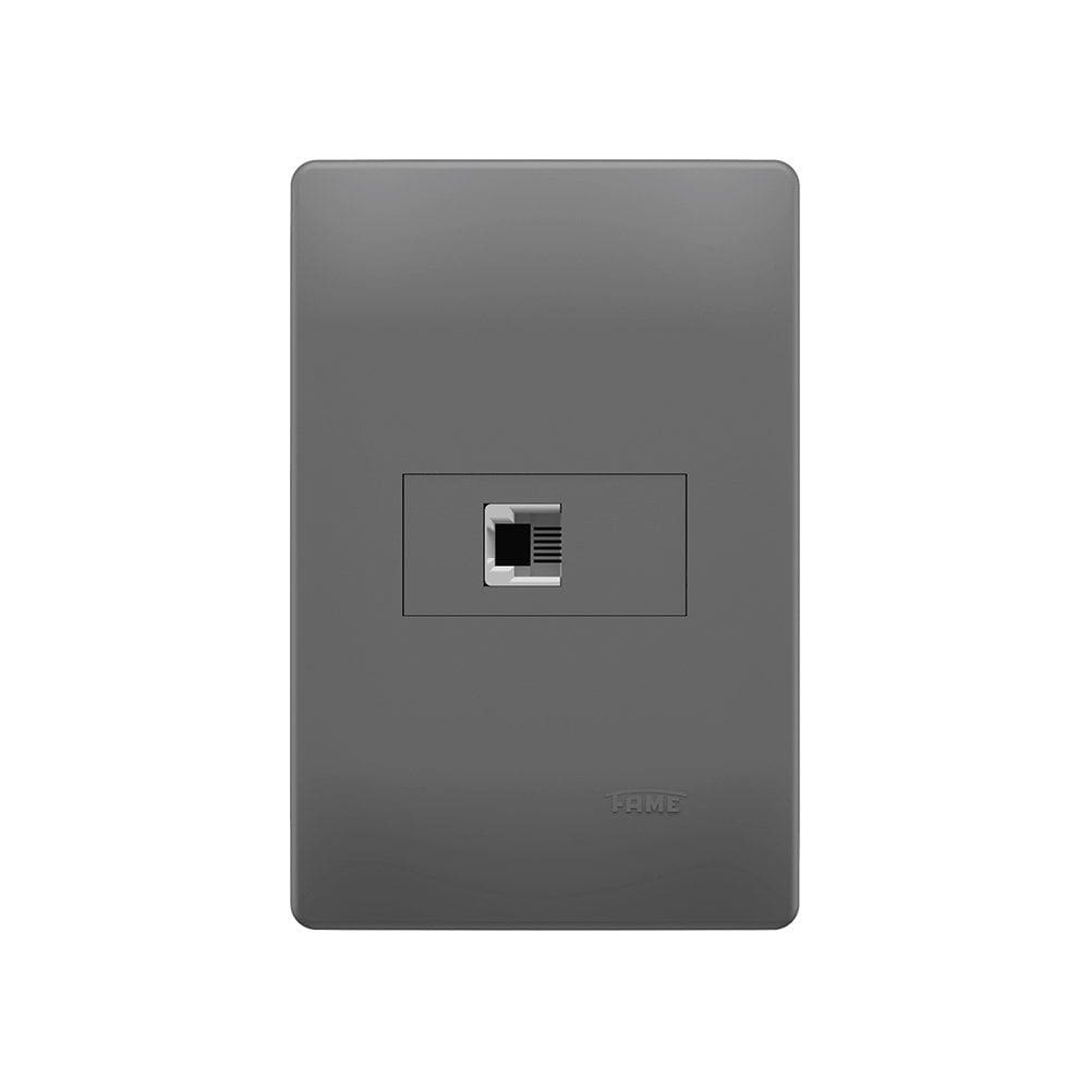 Tomada para Telefone Fame Habitat Onix RJ11 2 Vias com Placa 4x2