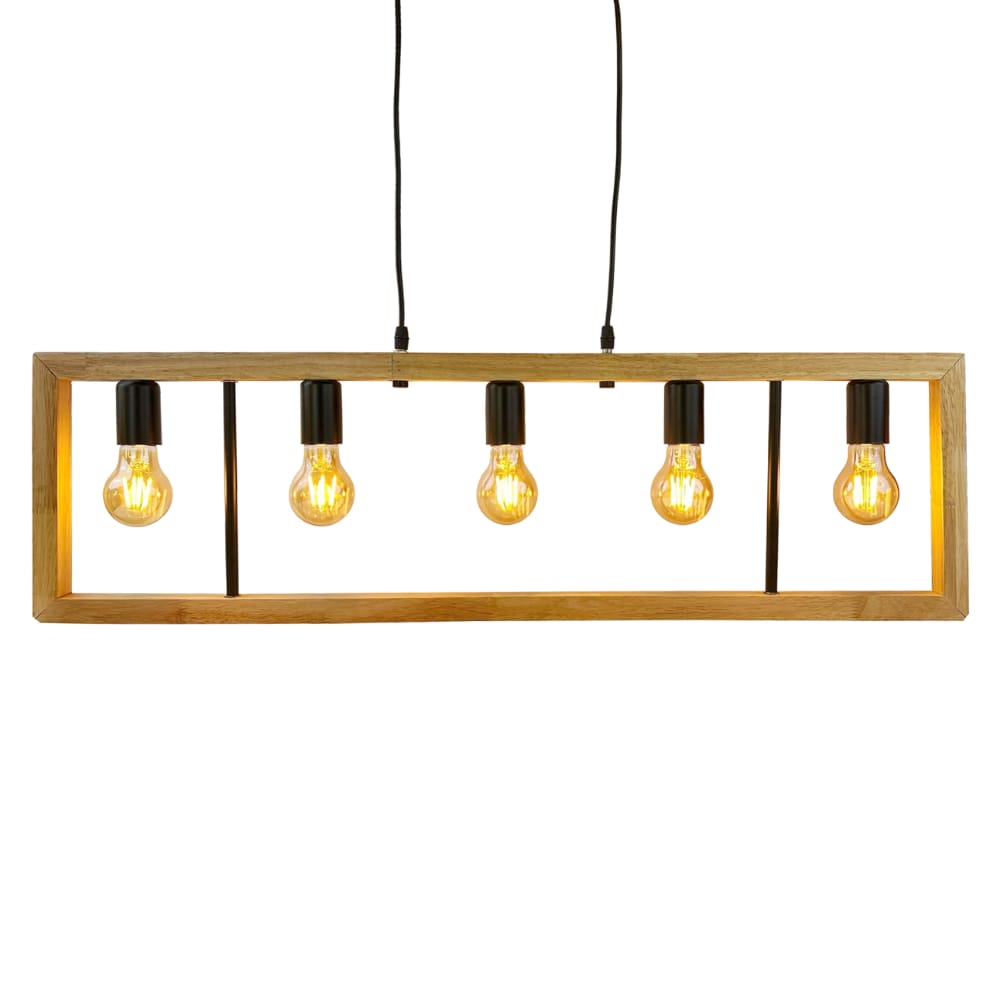 Pendente Rústico Retangular 90cm 5E27 LA0056 Delis