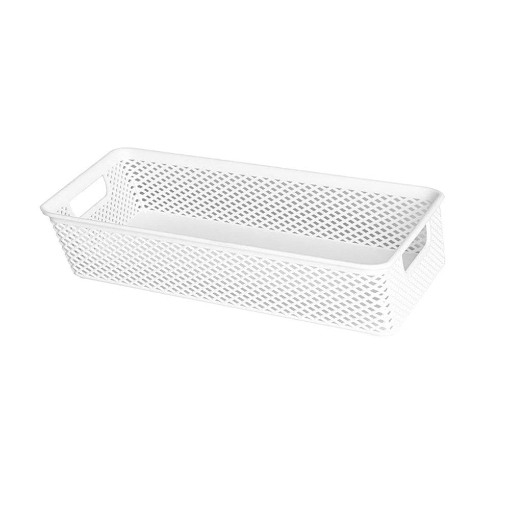 Cesto Organizador Multiuso Decorativo Branco 26X12X9Cm