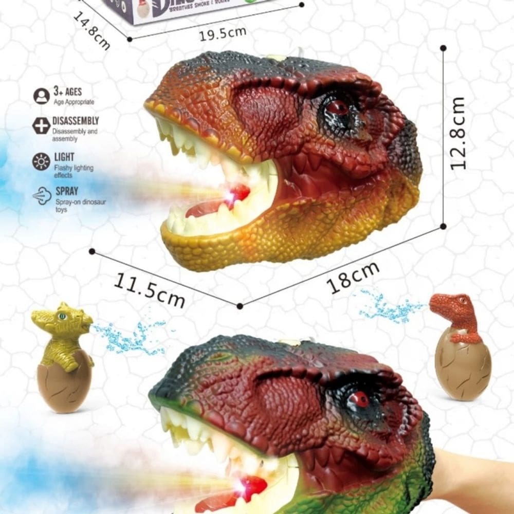 Tiranossauro T-Rex de brinquedo com som, luz e vapor para crianças