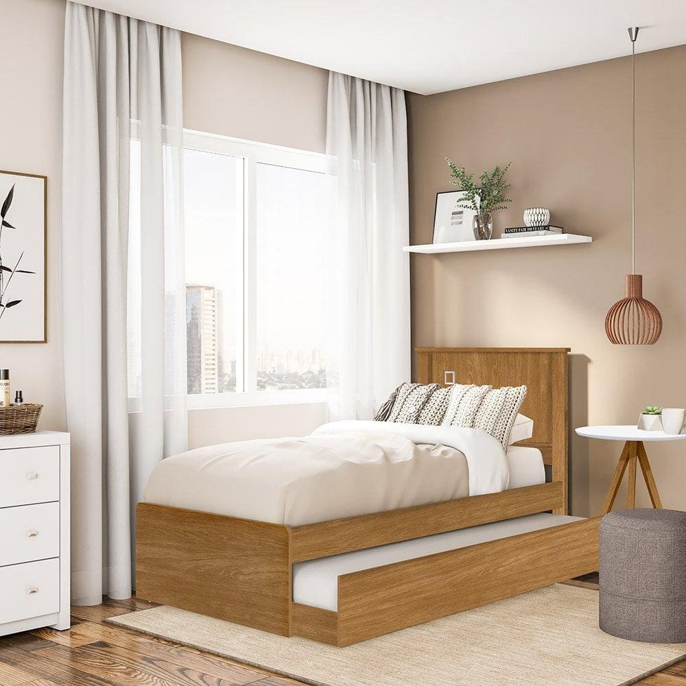 Cama Barcelona Solteiro Nature c/ Auxiliar - Tebarrot
