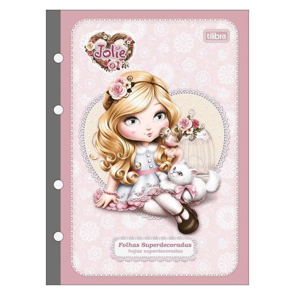 Refil Caderno Argolado Fichário Colegial Jolie 80 folhas 17,7cmx24,0cm - Tilibra