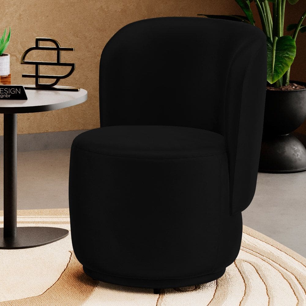 Poltrona Orgânica Decorativa Living Molly Couríssimo Preto - Desk Design