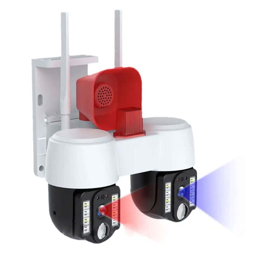 Camera de Segurança Duas Lentes Dual Lente Wifi Grava Voz APP PTZ Megafone Sensor Movimento Som Microfone Proteçao