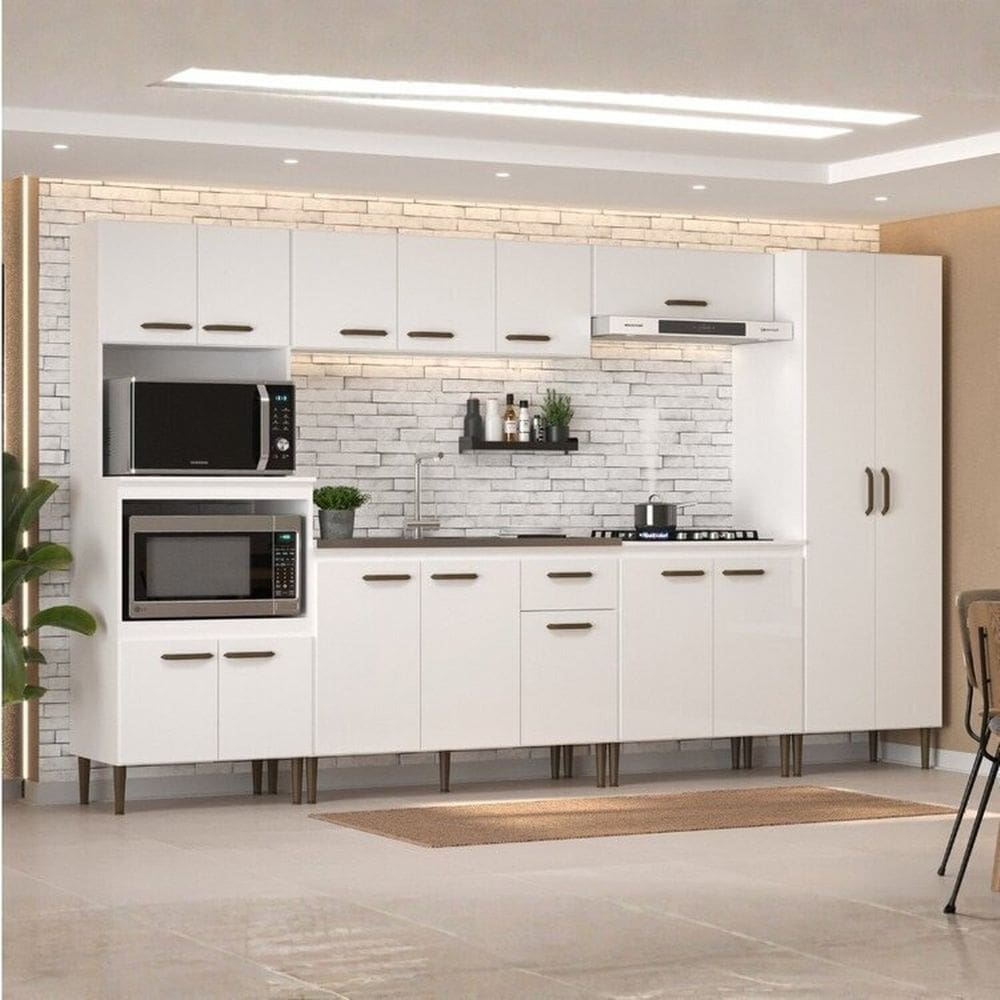 Cozinha Compacta 6 Peças em Mdp Berlim Branco Gelo