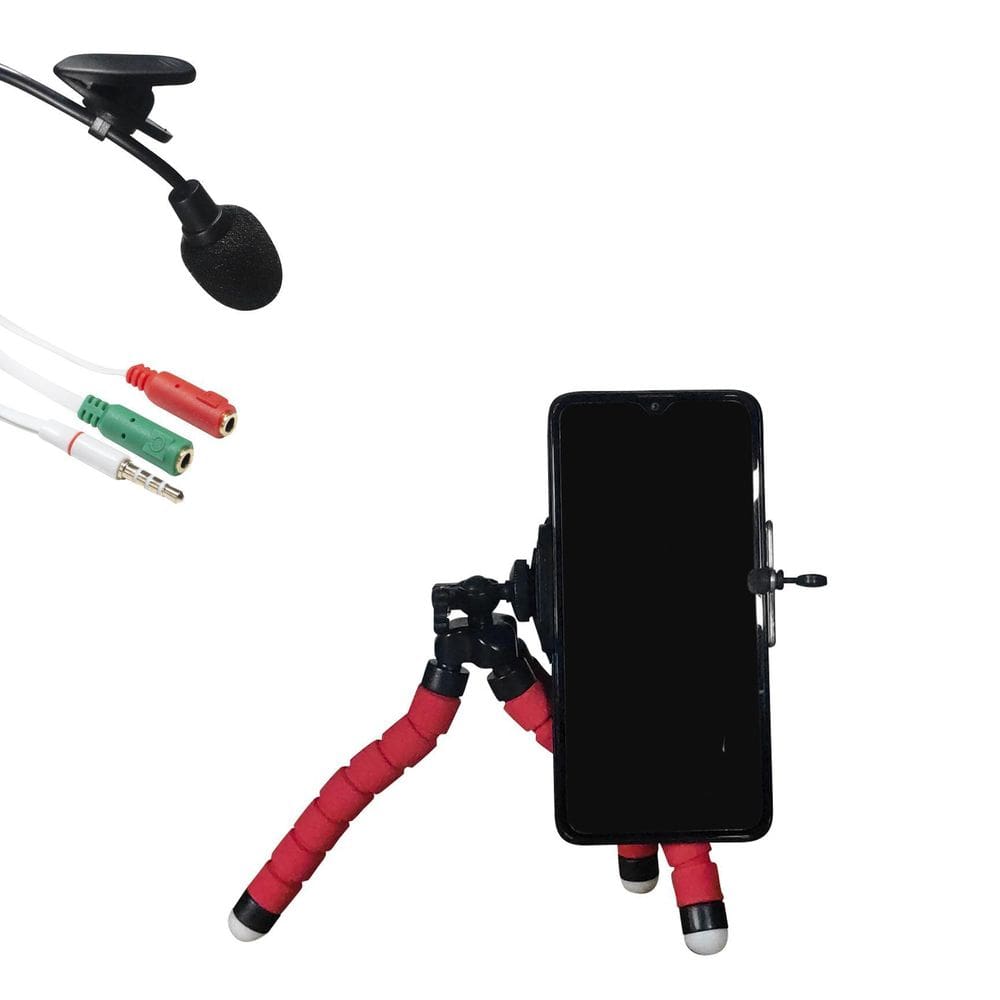 Kit Youtuber Mini Tripé Flexível + Microfone Lapela