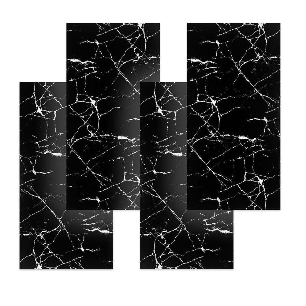 Placa Autocolante Vinílica Parede 3D Mármore Preto 1M2