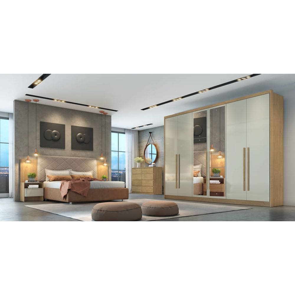 Guarda Roupa Casal  - Livorno -Cumaru/Fendi - Novo Horizonte