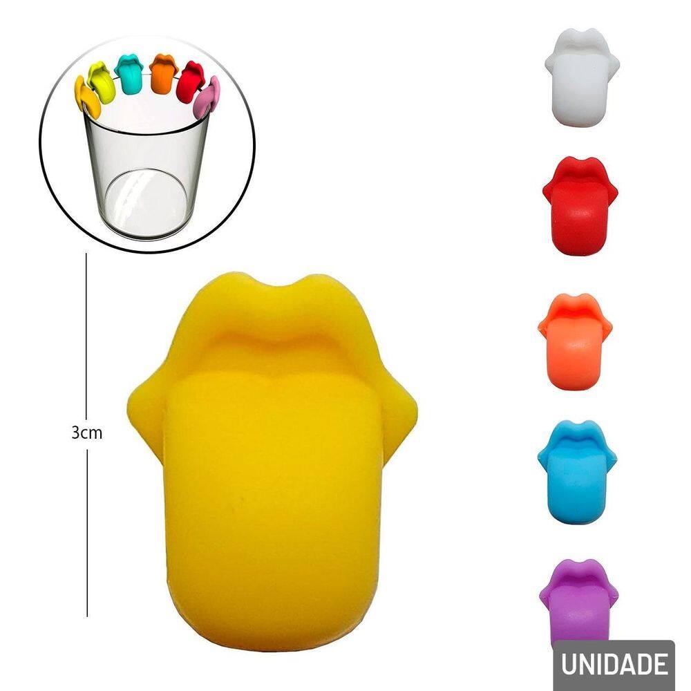 Marcador de Copos Silicone 6 Peças Boca - Tudo em Caixa