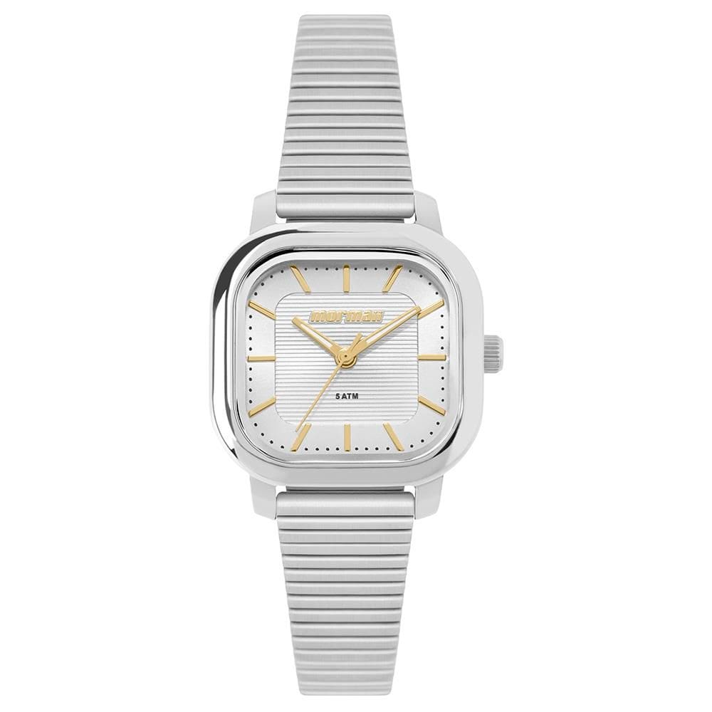 Relógio Mormaii Feminino Ref: Mo2036kg/1k Retangular Aço Prateado