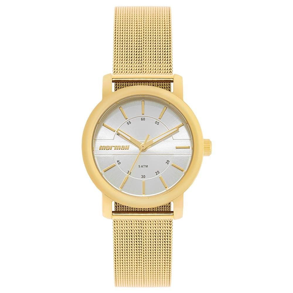Relógio Mormaii Feminino Ref: Mo2036kd/1k Casual Aço Mesh Dourado