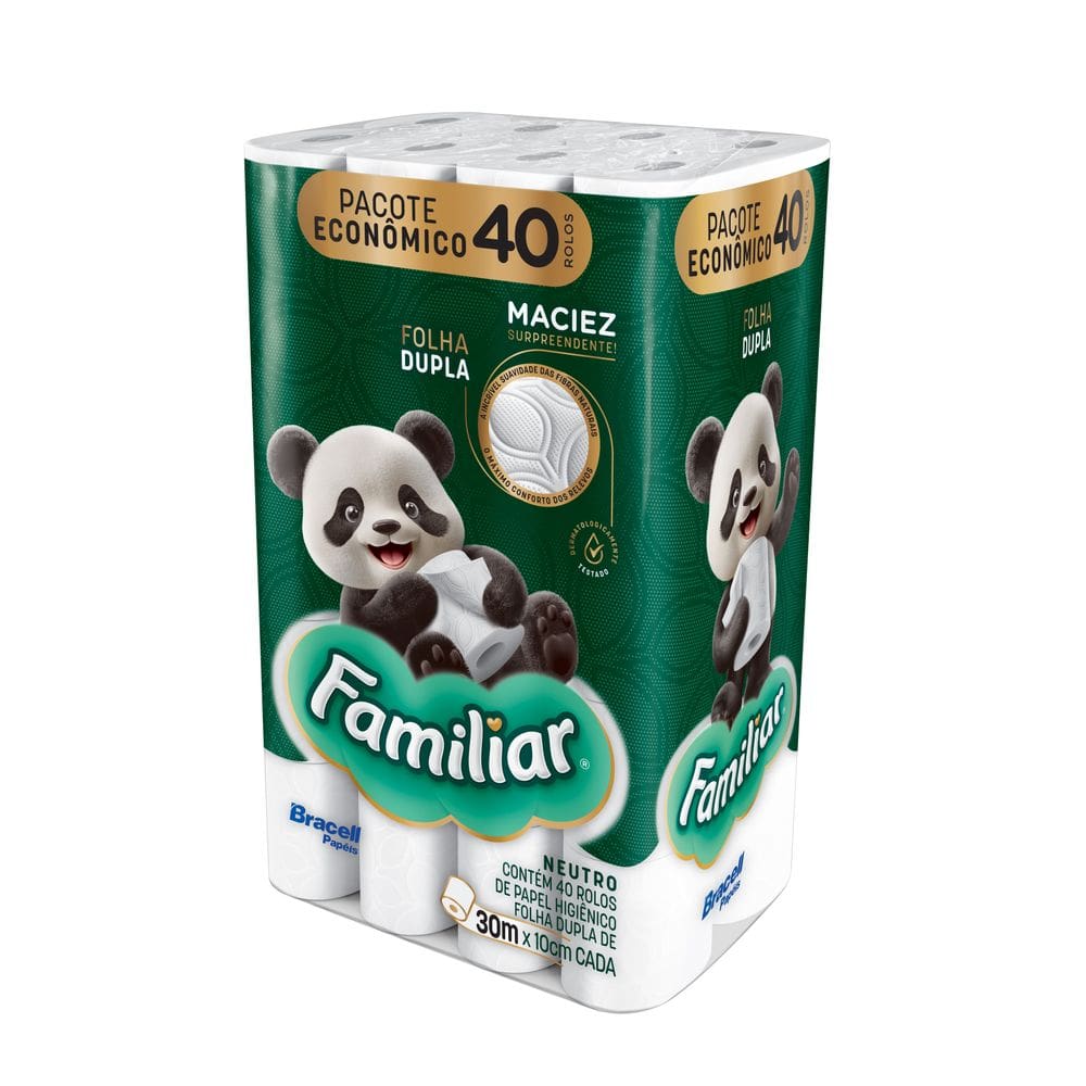Papel Higiênico Familiar Folha Dupla 30m 40 Rolos