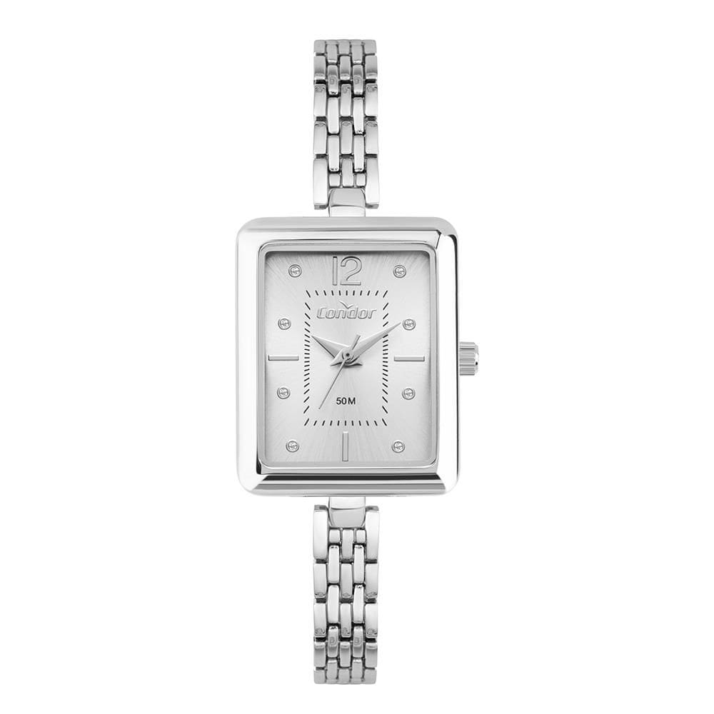 Relógio Condor Feminino Ref: Co2035nur/5k Retangular Bracelete Prateado