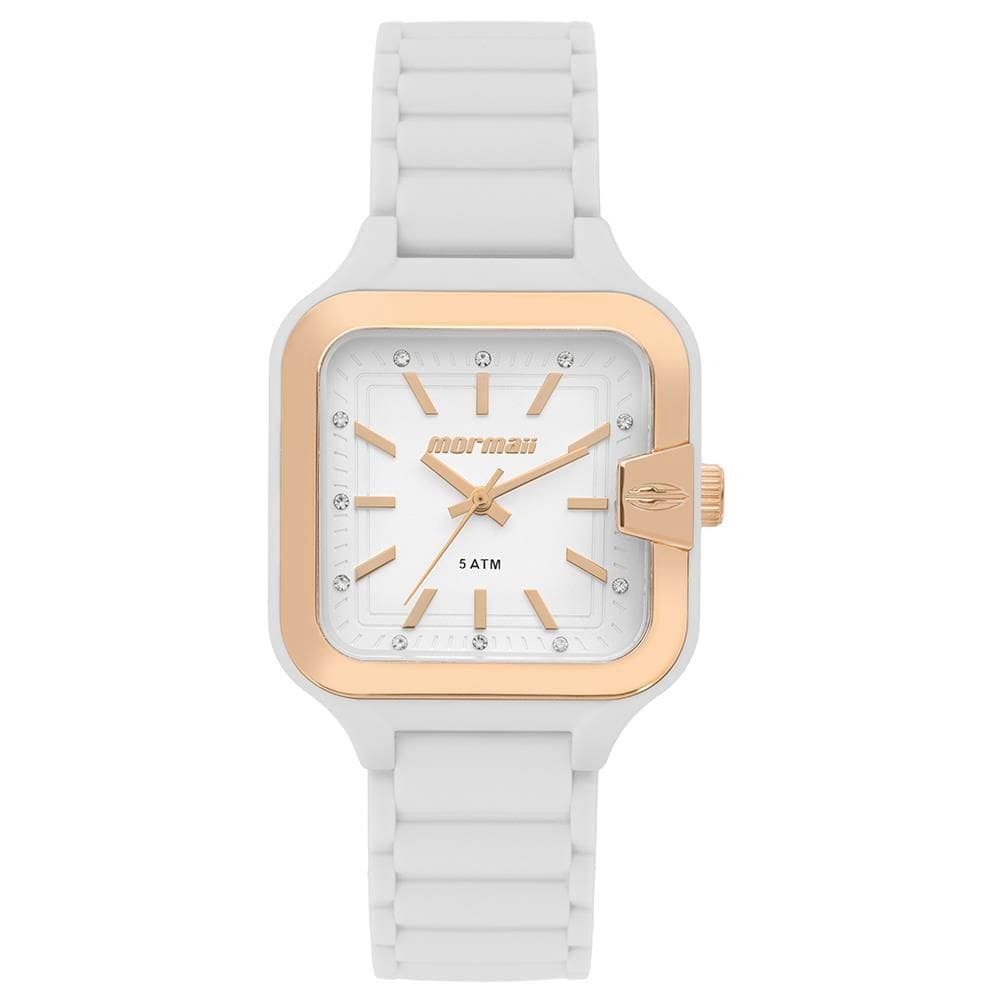 Relógio Mormaii Feminino Ref: Mo2036js/8b Esportivo Retangular Branco