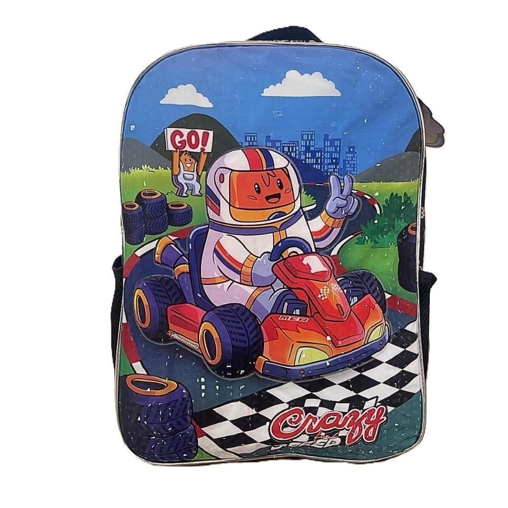 Mochila De Costas Infantil Criança Unissex Escolar Speed Crazy