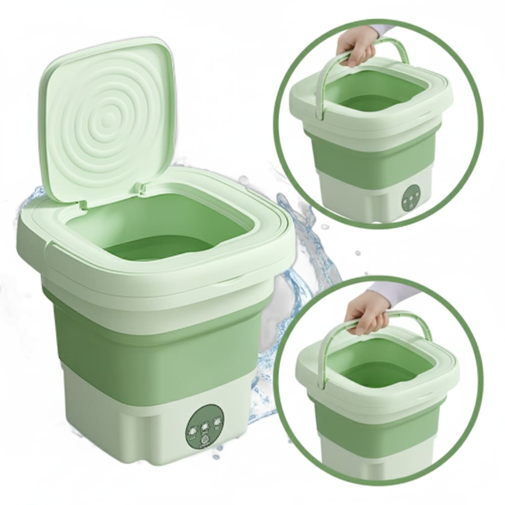 Mini Máquina de Lavar Roupas Portátil Dobrável 6,5L | Bivolt e Roupas de Bebê Verde