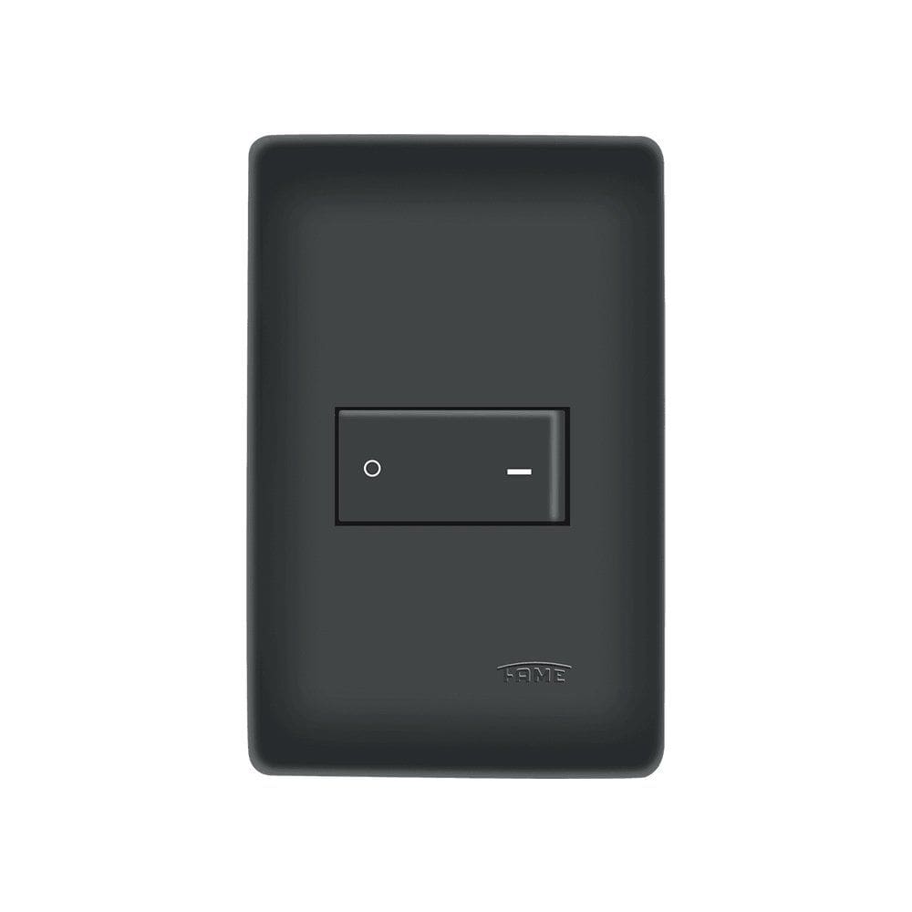 Interruptor Bipolar Simples Fame Habitat Black com Placa 4x2