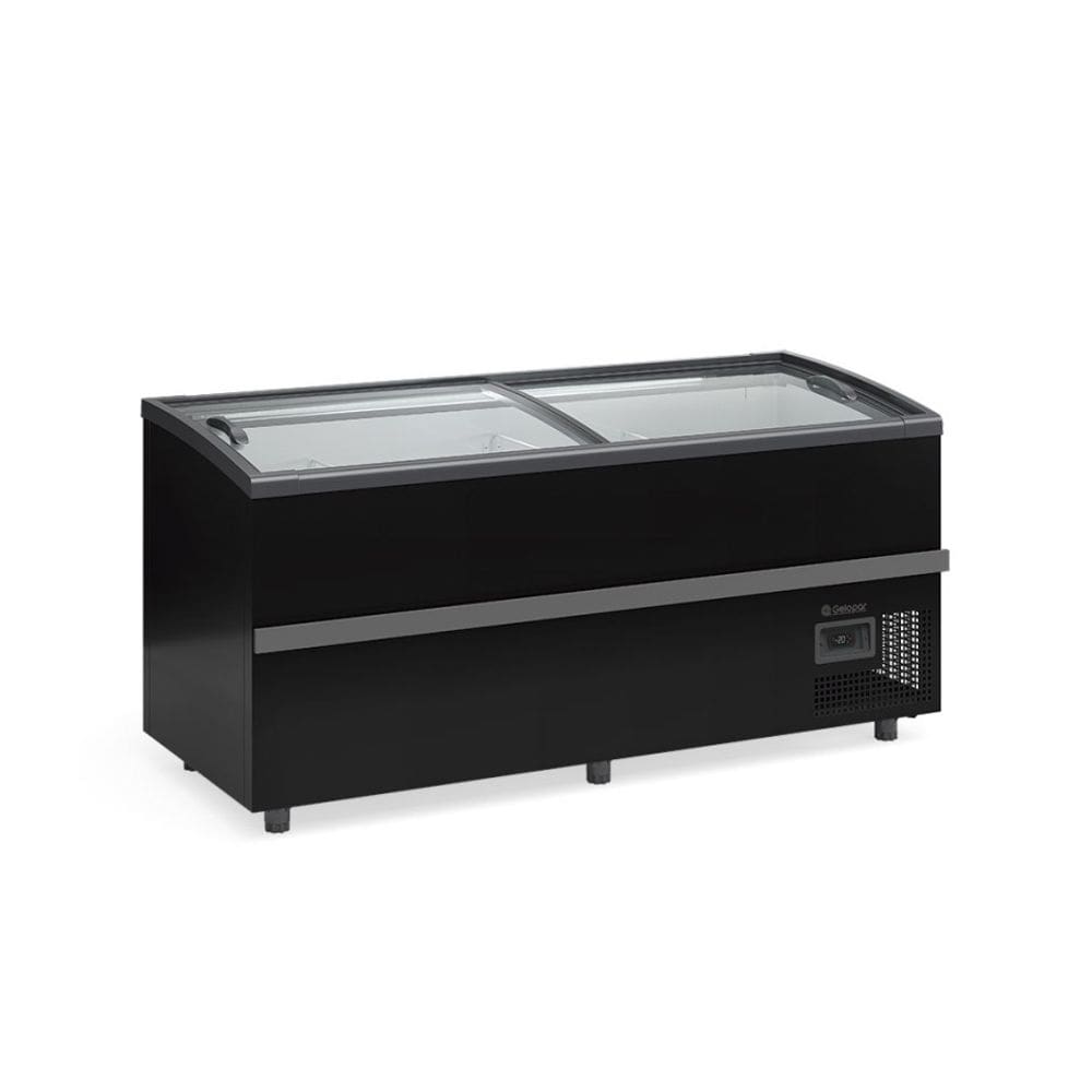 Ilha Para Congelados Vidro Curvo 1,90m Gelopar GISM 190/PR Dupla Ação Bivolt Inverter